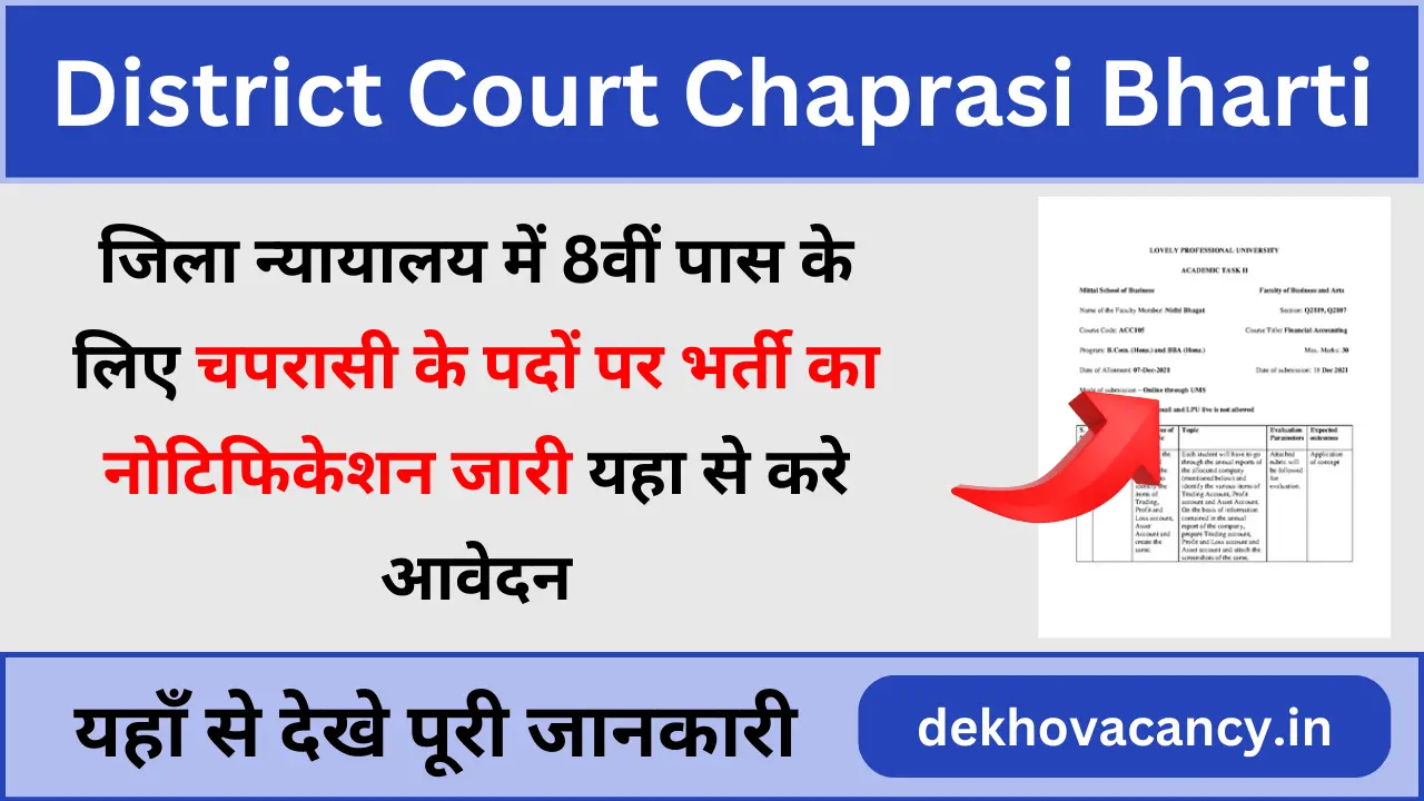 District Court Chaprasi Bharti 2024: 8वीं पास के लिए चपरासी के पदों पर भर्ती की नोटिफिकेशन जारी, यहा से देखे पूरी जानकारी
