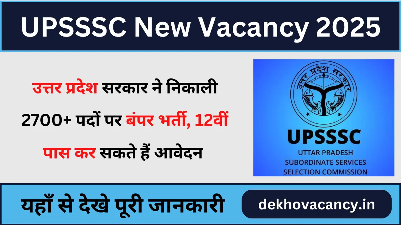 UPSSSC New Vacancy 2025: उत्तर प्रदेश सरकार ने निकाली 2700+ पदों पर बंपर भर्ती, 12वीं पास कर सकते हैं आवेदन